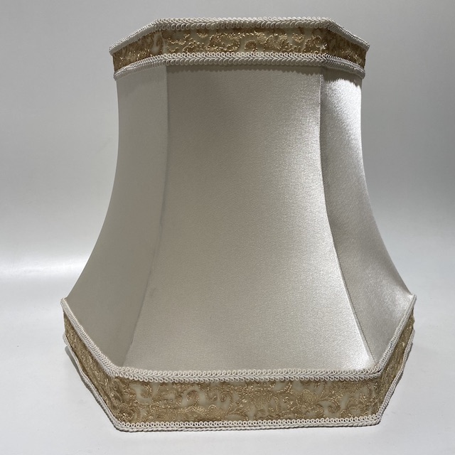 LAMPSHADE, Empire Style Square (Large) - Ivory w Gold Detail